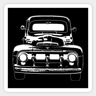 White Classic F100 F1 Pickup Sketch Art Magnet